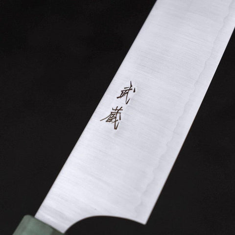 Gyuto Blue Super Polished Maple Green Handle 240mm (9.4”)-[Musashi]-[Japanese-Kitchen-Knives]