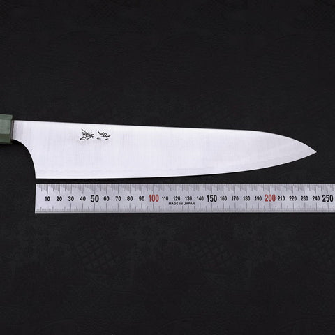 Gyuto Blue Super Polished Maple Green Handle 240mm (9.4”)-[Musashi]-[Japanese-Kitchen-Knives]