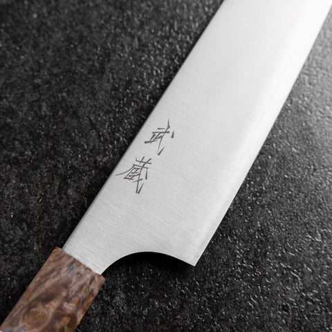 Gyuto Blue Super Polished Maple Handle 210mm-[Musashi]-[Japanese-Kitchen-Knives]