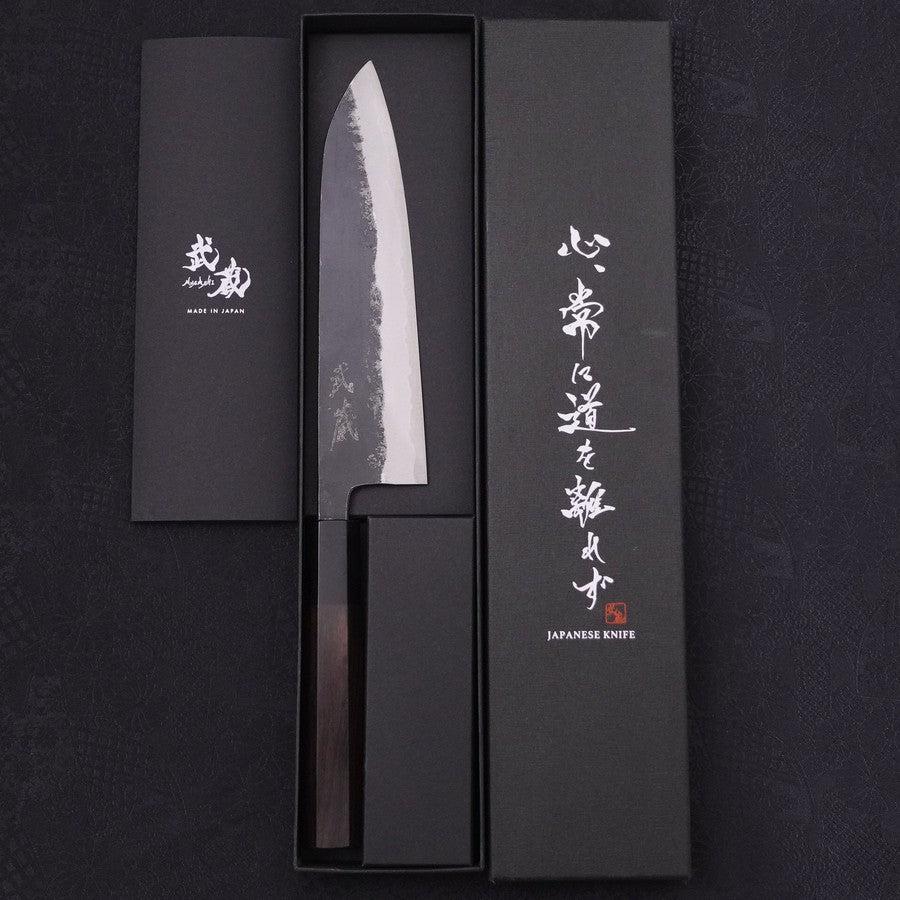 Gyuto Blue steel #1 Kurouchi Buffalo Ebony Handle 180mm-Blue steel #1-Kurouchi-Japanese Handle-[Musashi]-[Japanese-Kitchen-Knives]