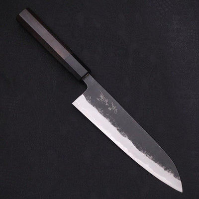 Gyuto Blue steel #1 Kurouchi Buffalo Ebony Handle 180mm-Blue steel #1-Kurouchi-Japanese Handle-[Musashi]-[Japanese-Kitchen-Knives]