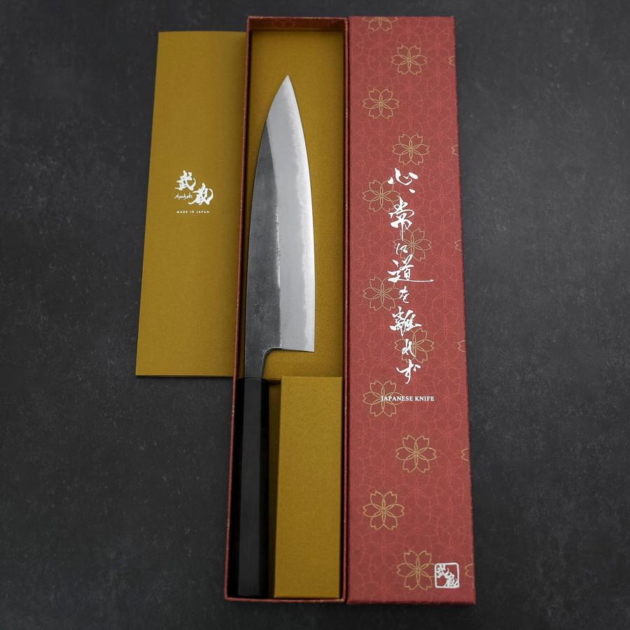 Gyuto Blue steel #2 Kurouchi Buffalo Ebony Handle 210mm-[Musashi]-[Japanese-Kitchen-Knives]