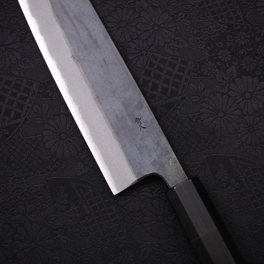 Gyuto Blue steel #2 Kurouchi Buffalo Ebony Handle 240mm-Blue steel #2-Damascus-Japanese Handle-[Musashi]-[Japanese-Kitchen-Knives]