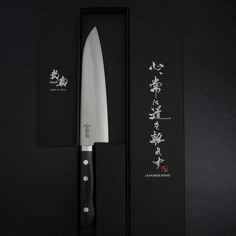 Gyuto Chromax Polished Black Western Handle 180mm (7”)-[Musashi]-[Japanese-Kitchen-Knives]