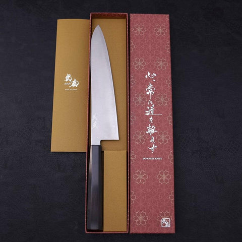 Gyuto HAP-40 Polished Buffalo Ebony Handle 240mm (9.4”)-[Musashi]-[Japanese-Kitchen-Knives]