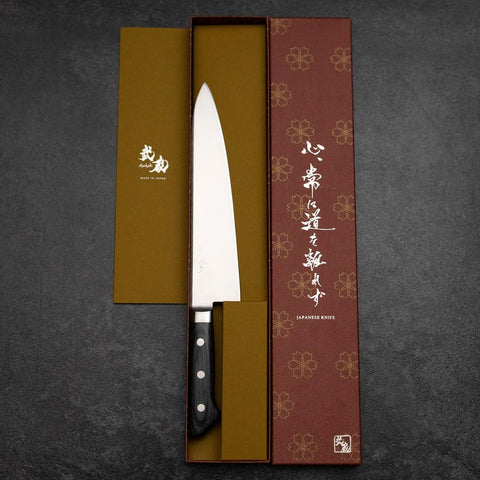 Gyuto Molybdenum Polished Western Purple Handle 210mm (8.3”)-[Musashi]-[Japanese-Kitchen-Knives]