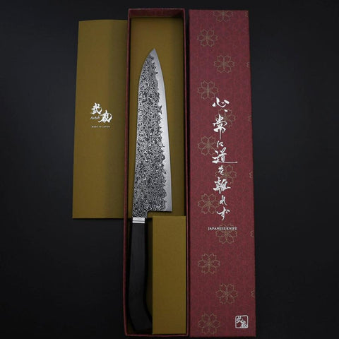 Gyuto SG-2 Black Nickel Damascus Western Ebony Handle 210mm-[Musashi]-[Japanese-Kitchen-Knives]