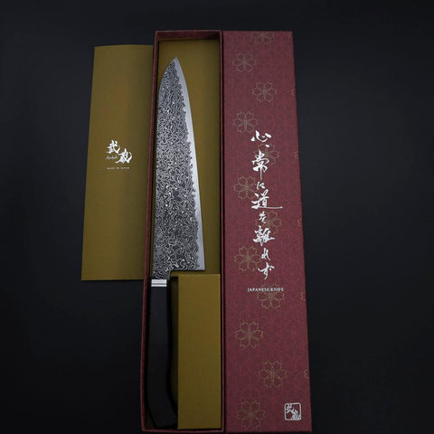 Gyuto SG-2 Black Nickel Damascus Western Ebony Handle 240mm-[Musashi]-[Japanese-Kitchen-Knives]