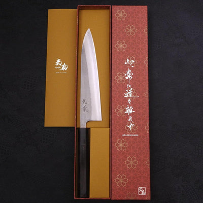 Gyuto SKD11 Nashiji Buffalo Ebony Handle 210mm-SKD11-Nashiji-Japanese Handle-[Musashi]-[Japanese-Kitchen-Knives]