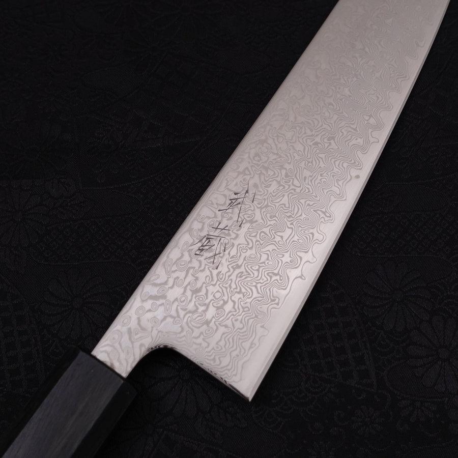 Gyuto SKD11 Nickel Damascus Dark-Blue Urushi Handle 210mm-Damascus-Japanese Handle-[Musashi]-[Japanese-Kitchen-Knives]