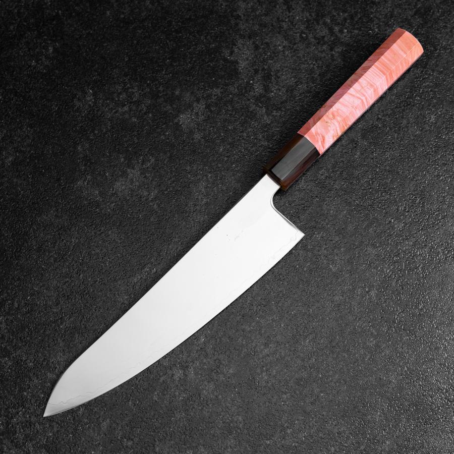 Gyuto SLD Mirror Buffalo Dark Pink Maple Handle 210mm-[Musashi]-[Japanese-Kitchen-Knives]