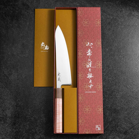 Gyuto SLD Mirror Buffalo Light Pink Maple Handle 210mm-[Musashi]-[Japanese-Kitchen-Knives]