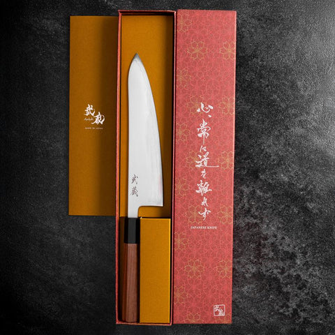 Gyuto SLD Mirror Buffalo Walnut Handle 210mm (8.3”)-[Musashi]-[Japanese-Kitchen-Knives]