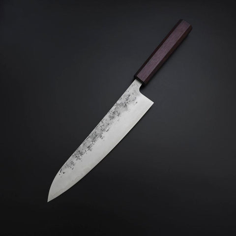 Gyuto SLD Nashiji Washi Purple Urushi Handle 210mm (8.3”)-[Musashi]-[Japanese-Kitchen-Knives]