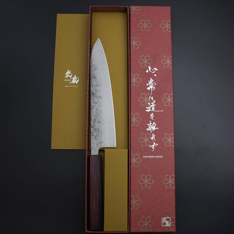 Gyuto SLD Nashiji Washi Purple Urushi Handle 210mm (8.3”)-[Musashi]-[Japanese-Kitchen-Knives]