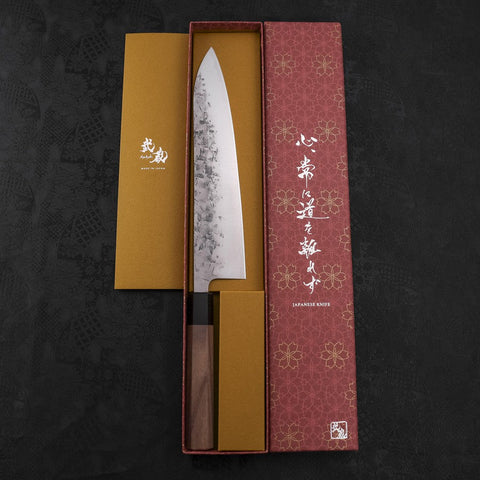 Gyuto SLD Nashiji Washi Walnut Handle 240mm (9.4”)-[Musashi]-[Japanese-Kitchen-Knives]