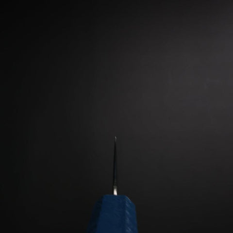Gyuto SLD Wave Nickel Damascus Blue Urushi Handle 180mm (7”)-[Musashi]-[Japanese-Kitchen-Knives]