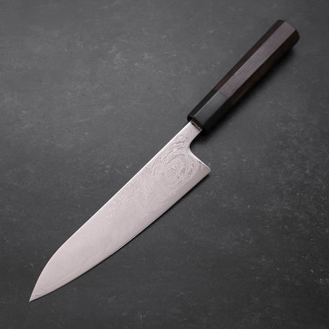 Gyuto SLD Wave Nickel Damascus Buffalo Ebony Handle 180mm (7”)-[Musashi]-[Japanese-Kitchen-Knives]