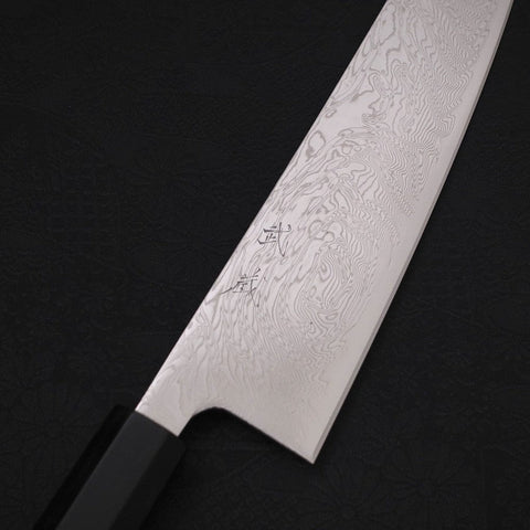Gyuto SLD Wave Nickel Damascus Buffalo Ebony Handle 210mm (8.3”)-[Musashi]-[Japanese-Kitchen-Knives]
