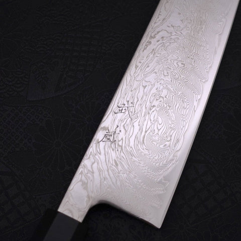Gyuto SLD Wave Nickel Damascus Buffalo Ebony Handle 240mm (9.4”)-[Musashi]-[Japanese-Kitchen-Knives]