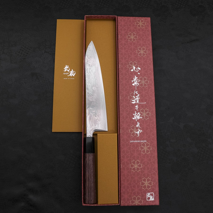 牛刀 SLD 浪 ニッケルダマスカス 焼漆柄 210mm – MUSASHI