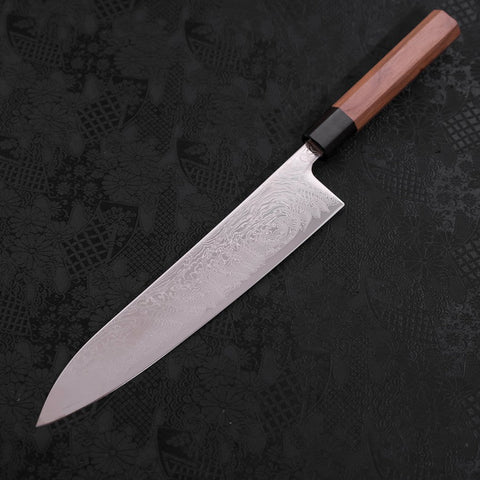 Gyuto SLD Wave Nickel Damascus Walnut Handle 240mm (9.4”)-[Musashi]-[Japanese-Kitchen-Knives]