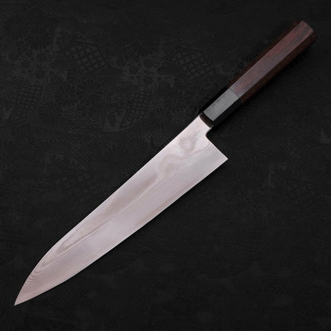 Gyuto Silver Steel #3 Damascus Buffalo Wenge Handle 210mm (8.3”)-[Musashi]-[Japanese-Kitchen-Knives]