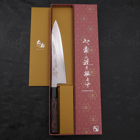 Gyuto Silver Steel #3 Damascus Buffalo Wenge Handle 210mm (8.3”)-[Musashi]-[Japanese-Kitchen-Knives]