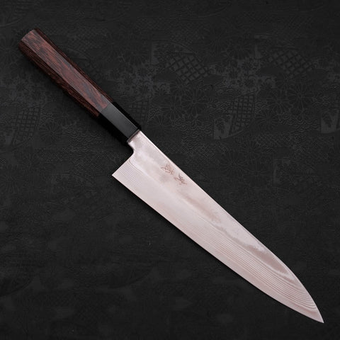 Gyuto Silver Steel #3 Damascus Buffalo Wenge Handle 210mm (8.3”)-[Musashi]-[Japanese-Kitchen-Knives]