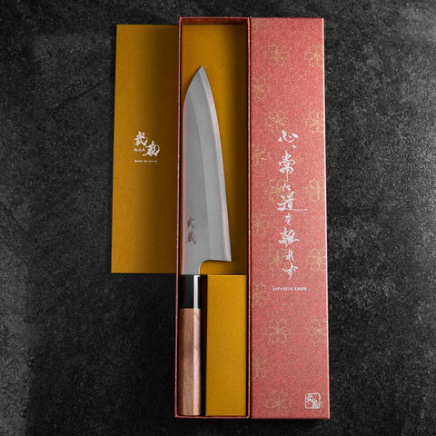 Gyuto Silver Steel #3 Kasumi Buffalo Walnut Handle 210mm (8.3”)-[Musashi]-[Japanese-Kitchen-Knives]