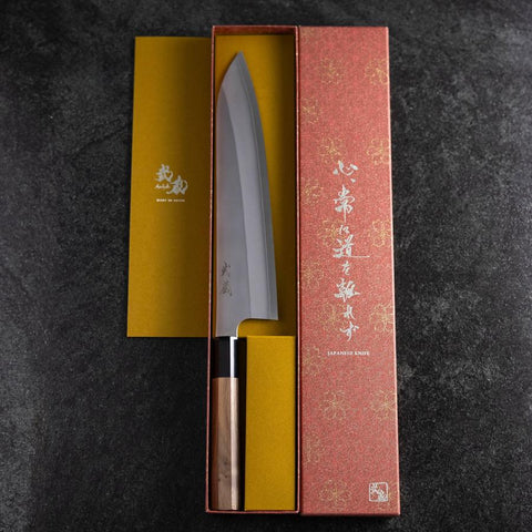 Gyuto Silver Steel #3 Kasumi Buffalo Walnut Handle 240mm (9.4”)-[Musashi]-[Japanese-Kitchen-Knives]