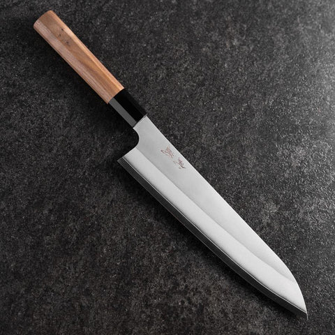 Gyuto Silver Steel #3 Kasumi Buffalo Walnut Handle 240mm (9.4”)-[Musashi]-[Japanese-Kitchen-Knives]