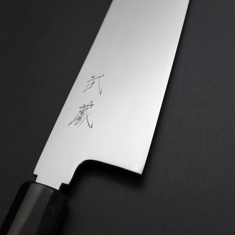 Gyuto Silver Steel #3 Mirror Honyaki Buffalo Ebony Handle 210mm (8.3”)-[Musashi]-[Japanese-Kitchen-Knives]