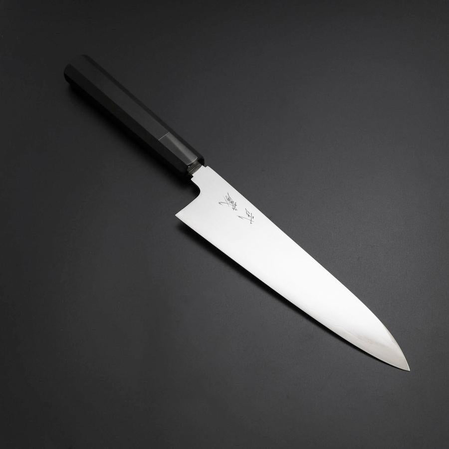 Gyuto Silver Steel #3 Mirror Honyaki Buffalo Ebony Handle 210mm (8.3”)-[Musashi]-[Japanese-Kitchen-Knives]