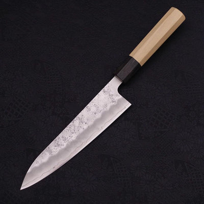 Gyuto Silver Steel #3 Nashiji Buffalo Magnolia Handle 180mm-Silver steel #3-Nashiji-Japanese Handle-[Musashi]-[Japanese-Kitchen-Knives]