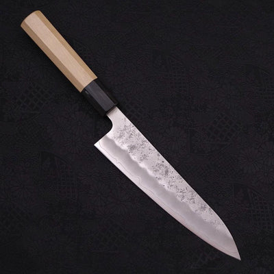 Gyuto Silver Steel #3 Nashiji Buffalo Magnolia Handle 180mm-Silver steel #3-Nashiji-Japanese Handle-[Musashi]-[Japanese-Kitchen-Knives]