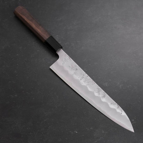 Gyuto Silver Steel #3 Nashiji Buffalo Walnut Handle 210mm (8.3”)-[Musashi]-[Japanese-Kitchen-Knives]