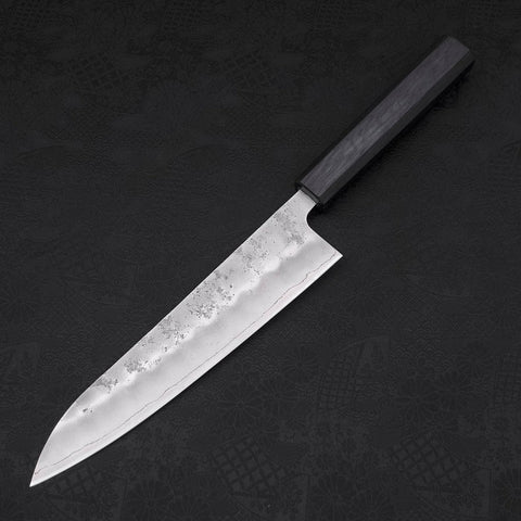 Gyuto Silver Steel #3 Nashiji Dark Blue Urushi Handle 210mm (8.3”)-[Musashi]-[Japanese-Kitchen-Knives]