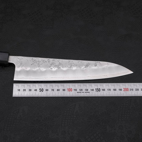 Gyuto Silver Steel #3 Nashiji Dark Blue Urushi Handle 210mm (8.3”)-[Musashi]-[Japanese-Kitchen-Knives]