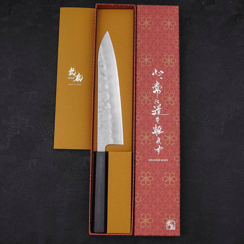 Gyuto Silver Steel #3 Nashiji Dark Blue Urushi Handle 210mm (8.3”)-[Musashi]-[Japanese-Kitchen-Knives]