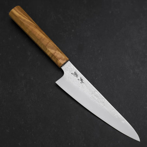 Gyuto Silver Steel #3 Nashiji Olive Handle 150mm (5.9”)-[Musashi]-[Japanese-Kitchen-Knives]