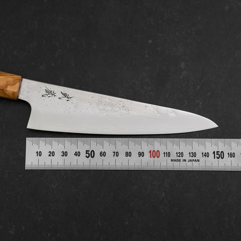 Gyuto Silver Steel #3 Nashiji Olive Handle 150mm-[Musashi]-[Japanese-Kitchen-Knives]