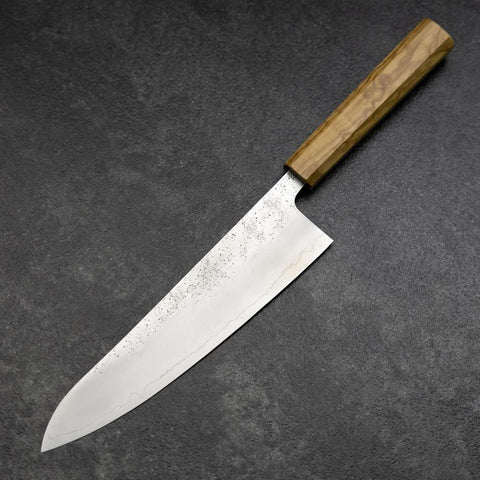 Gyuto Silver Steel #3 Nashiji Olive Handle 210mm-[Musashi]-[Japanese-Kitchen-Knives]