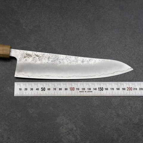 Gyuto Silver Steel #3 Nashiji Olive Handle 210mm-[Musashi]-[Japanese-Kitchen-Knives]