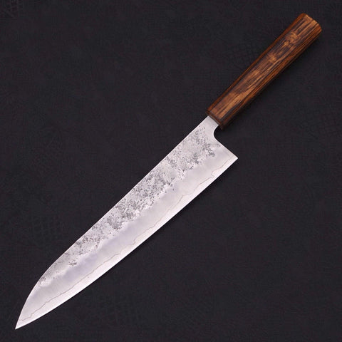 Gyuto Silver Steel #3 Nashiji Sumi Urushi Handle 240mm (9.4”)-[Musashi]-[Japanese-Kitchen-Knives]