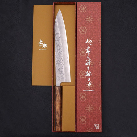 Gyuto Silver Steel #3 Nashiji Sumi Urushi Handle 240mm (9.4”)-[Musashi]-[Japanese-Kitchen-Knives]