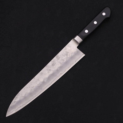 Gyuto Silver Steel #3 Nashiji Western Black Handle 210mm-Silver steel #3-Nashiji-Western Handle-[Musashi]-[Japanese-Kitchen-Knives]