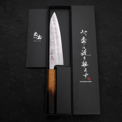 Gyuto Silver Steel #3 Nashiji Yaki Urushi Handle 180mm (7”)-[Musashi]-[Japanese-Kitchen-Knives]