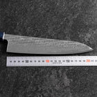 Gyuto Silver Steel #3 Nawame Damascus Dark Blue Urushi Handle 210mm (8.3”)-[Musashi]-[Japanese-Kitchen-Knives]