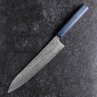 Gyuto Silver Steel #3 Nawame Damascus Dark Blue Urushi Handle 240mm-[Musashi]-[Japanese-Kitchen-Knives]